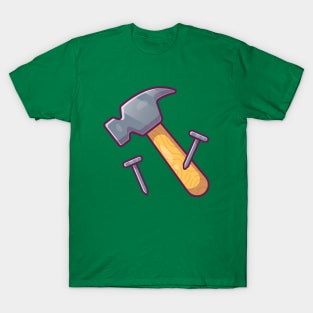 Nails And Hammer Cartoon T-Shirt